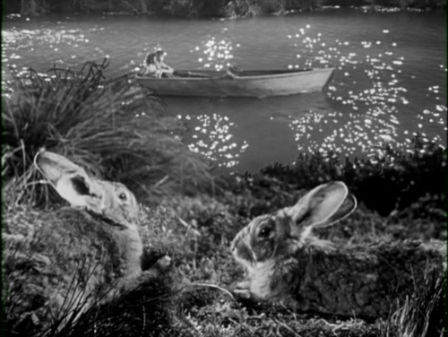 Children's nighttime boat ride seems is deliberately made artificial yet magical.